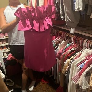 Hot pink American threads hoco dress